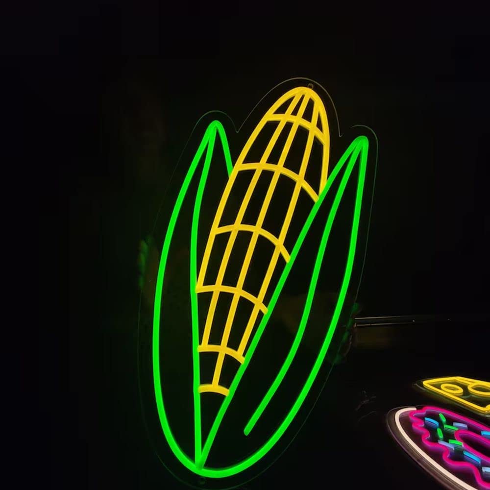 Corn Neon Sign - LED Wall Decor for Home, Game Room, Kitchen & Restaurant - 38cm Vegetable-Themed Lighting - Perfect for Farmhouse, Bar & Party Decorations