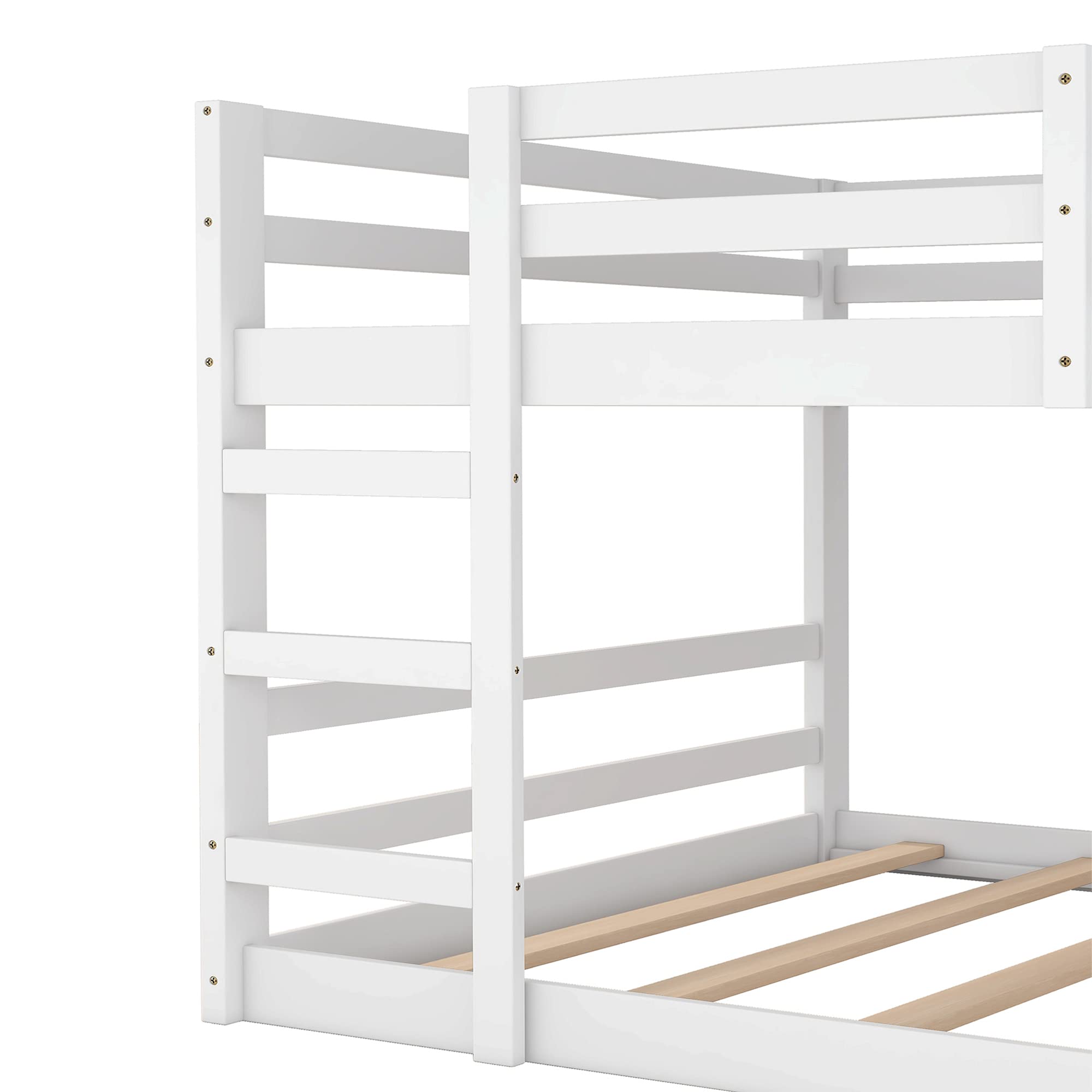 **CITYLIGHT Low Bunk Beds Full Over Full - Sturdy Wooden Bunk Bed for Kids & Teens, Twin Bunk Beds with 2 Ladders for Boys & Girls Bedroom, Dorm or Guest Room (White, Full Size) - Perfect for Space-Saving Kids' Rooms, Shared Bedrooms & Small Apartments**