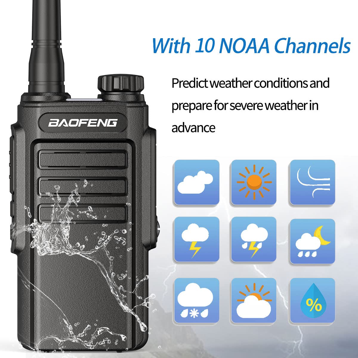 Baofeng GMRS Two-Way Radio Walkie Talkies for Adults - Long Range Waterproof Rechargeable with NOAA Weather Alert, GMRS Repeater & Type-C Charging (2 Pack) - Ideal for Hiking, Camping, and Emergency Communication