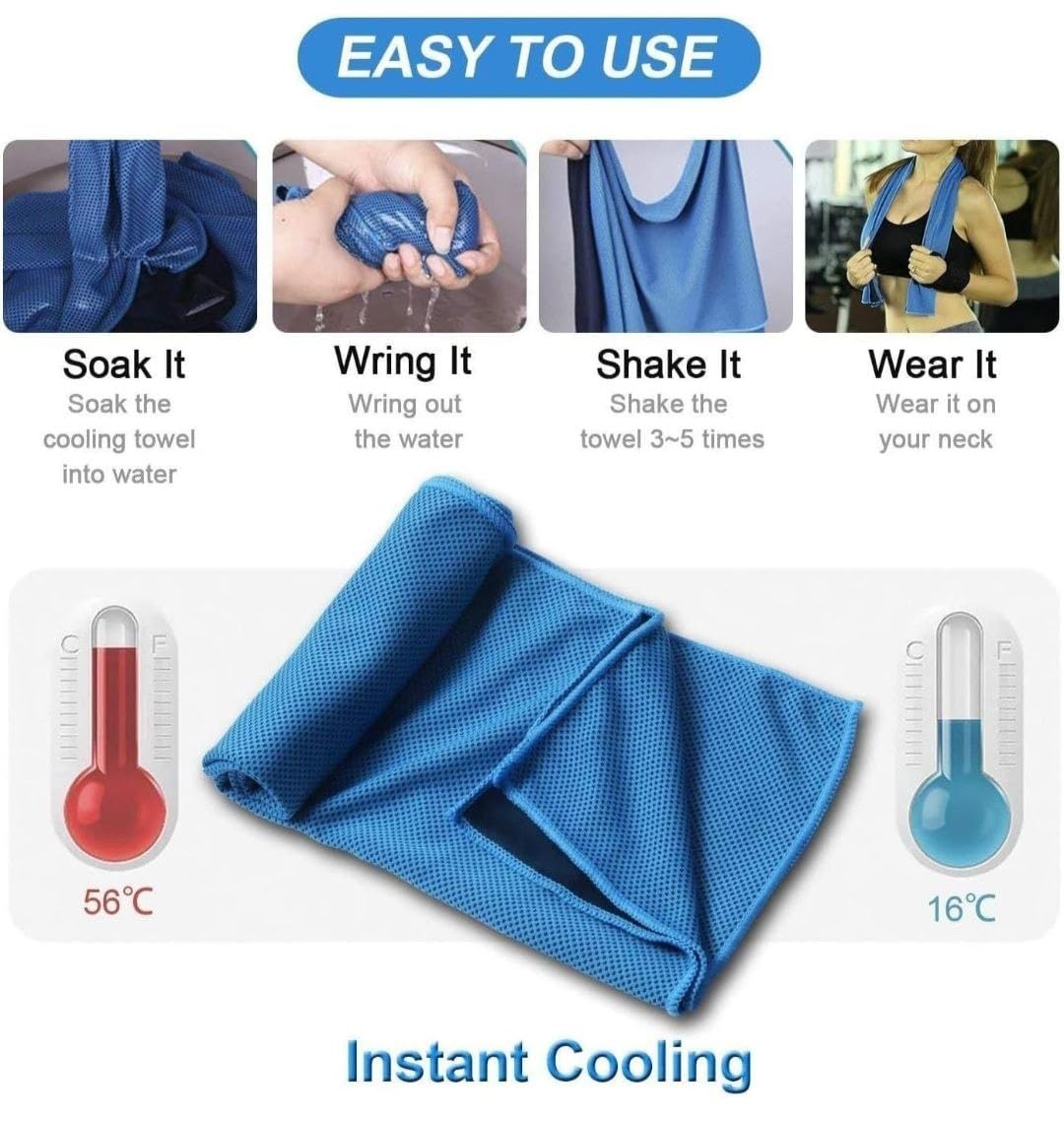 Premium Cooling Towel for Neck - Instant Cooling Microfiber Sports Towel for Yoga, Gym, Running & Outdoor Activities - Stay Cool During Workouts, Hiking, Travel & Hot Weather (1 Pack)