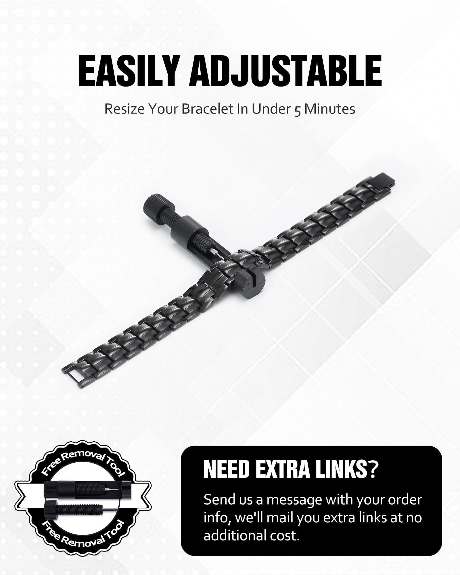 Jecanori Magnetic Therapy Bracelets for Women & Men - 3500 Gauss Strong Titanium Steel Magnetic Bracelet with Sizing Tool - Perfect for Pain Relief, Improved Circulation & Stylish Jewelry Gift for Everyday Wear