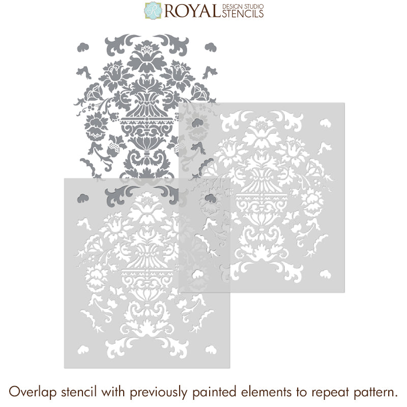 Encantada Damask Stencil - Reusable DIY Wall Stencils for Painting, Home Decor, and Crafts | Perfect for Furniture, Walls, and Fabric Projects