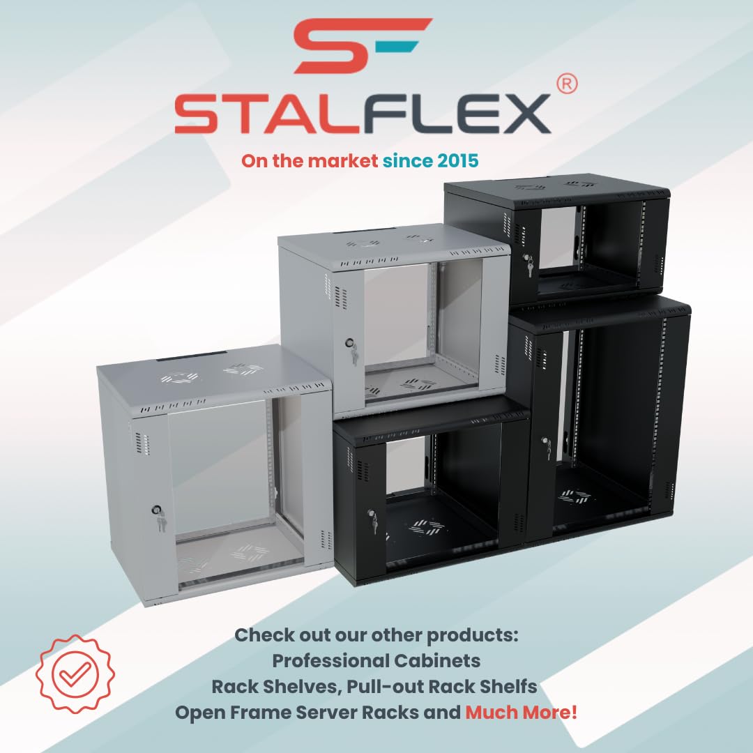 Stalflex 19 Inch 15U 600mm Heavy Duty Steel Server Rack Cabinet - Network Equipment Rack with Adjustable Rails & Shelves - Perfect for Data Centers, Server Rooms & Home Office Network Setup