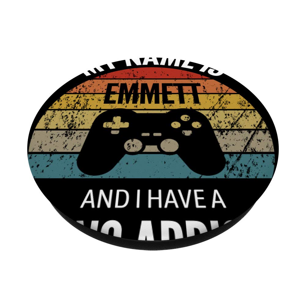 Emmett Gaming Addiction PopSockets Swappable PopGrip - Custom Phone Grip & Stand for Gaming Phones, Controllers & Mobile Devices - Perfect for Gamers, Streamers & Esports Fans