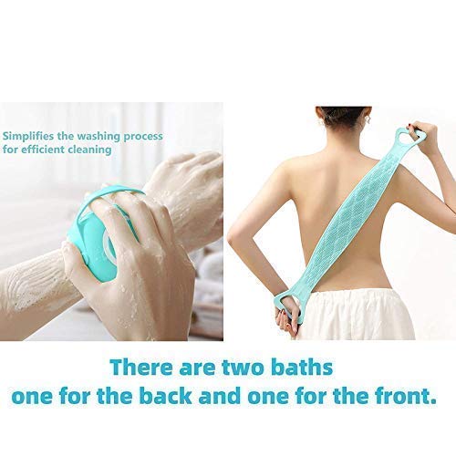 BEAUTIVIA® Silicone Body Scrubber & Bath Brush Set - Soft Exfoliating Back Scrubber with Shampoo Dispenser, Skin Massage Brush for Shower & Bathroom (Multi-Color, 2-Piece Combo) - Perfect for Exfoliation, Deep Cleaning & Relaxing Spa Experience at Home