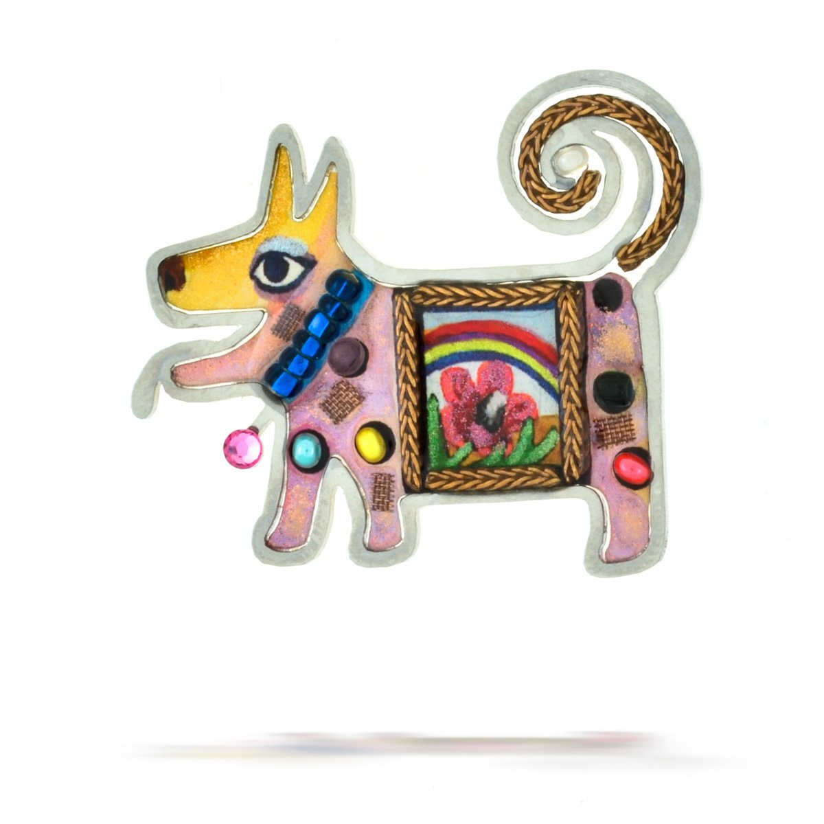 Seeka Flower Puppy Dog Pin - Cute Floral Dog Brooch for Women, Girls, Fashion Accessories (P0321) - Perfect for Casual Wear, Gifts, and Outfit Decorations