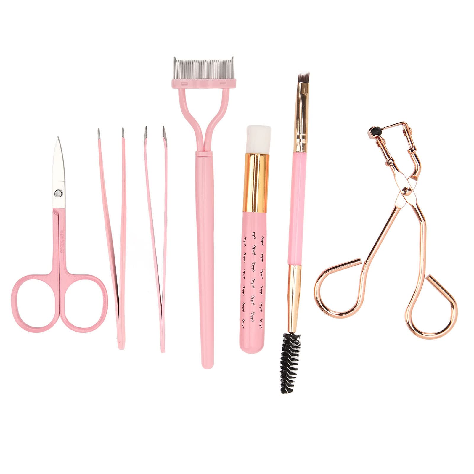 7-Piece Eyelash & Eyebrow Makeup Tool Kit - Eyelash Curler, Brushes & Combs for Extensions - Perfect for Salon, Home & Professional Makeup Artists