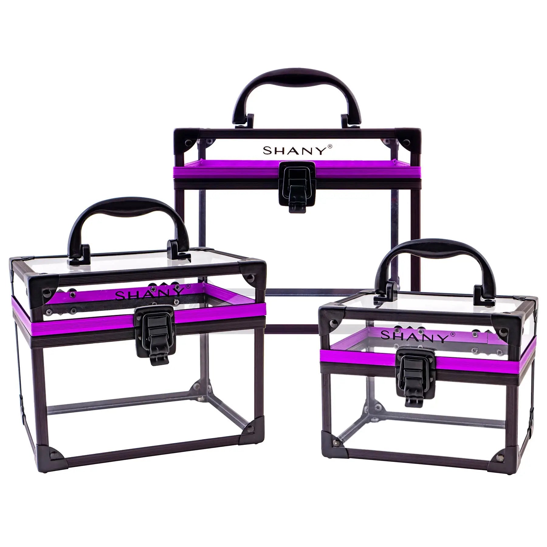 SHANY Clear Cosmetics and Toiletry Train Case Set - 3 Sizes for Makeup Storage, Travel Organizer & Beauty Essentials | Perfect for Travel, Salon Professionals & Home Organization