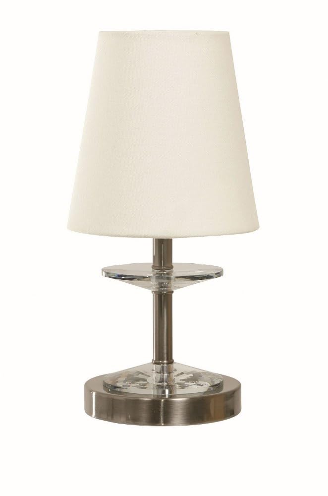 House of Troy Bryson Mini Crystal Disk Satin Nickel Accent Table Lamp - Elegant Bedside & Living Room Lighting for Home Decor