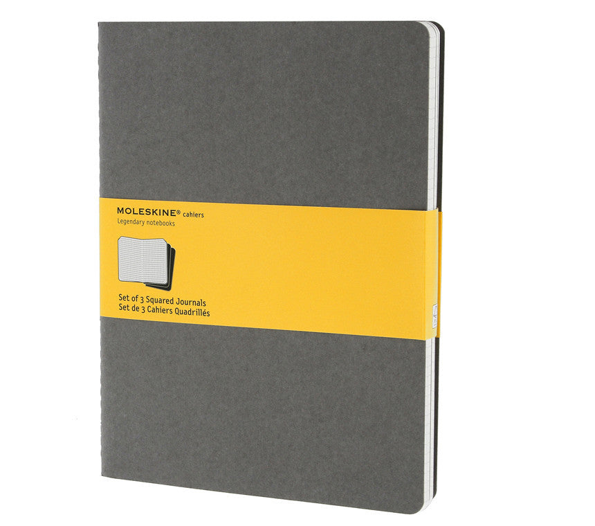 Premium Moleskine Squared Cahier Journal Set of 3 - Lined Notebooks for Writing, Sketching & Note Taking - Perfect for Students, Artists & Professionals - Durable Kraft Paper Cover