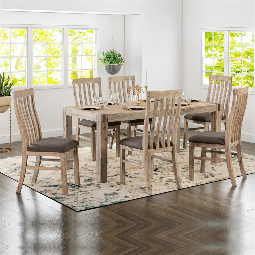 9-Piece Dining Set with 180cm Medium Size Table & 8 Chairs - Solid Acacia Wood Base in Oak Finish | Perfect for Family Gatherings & Dinner Parties