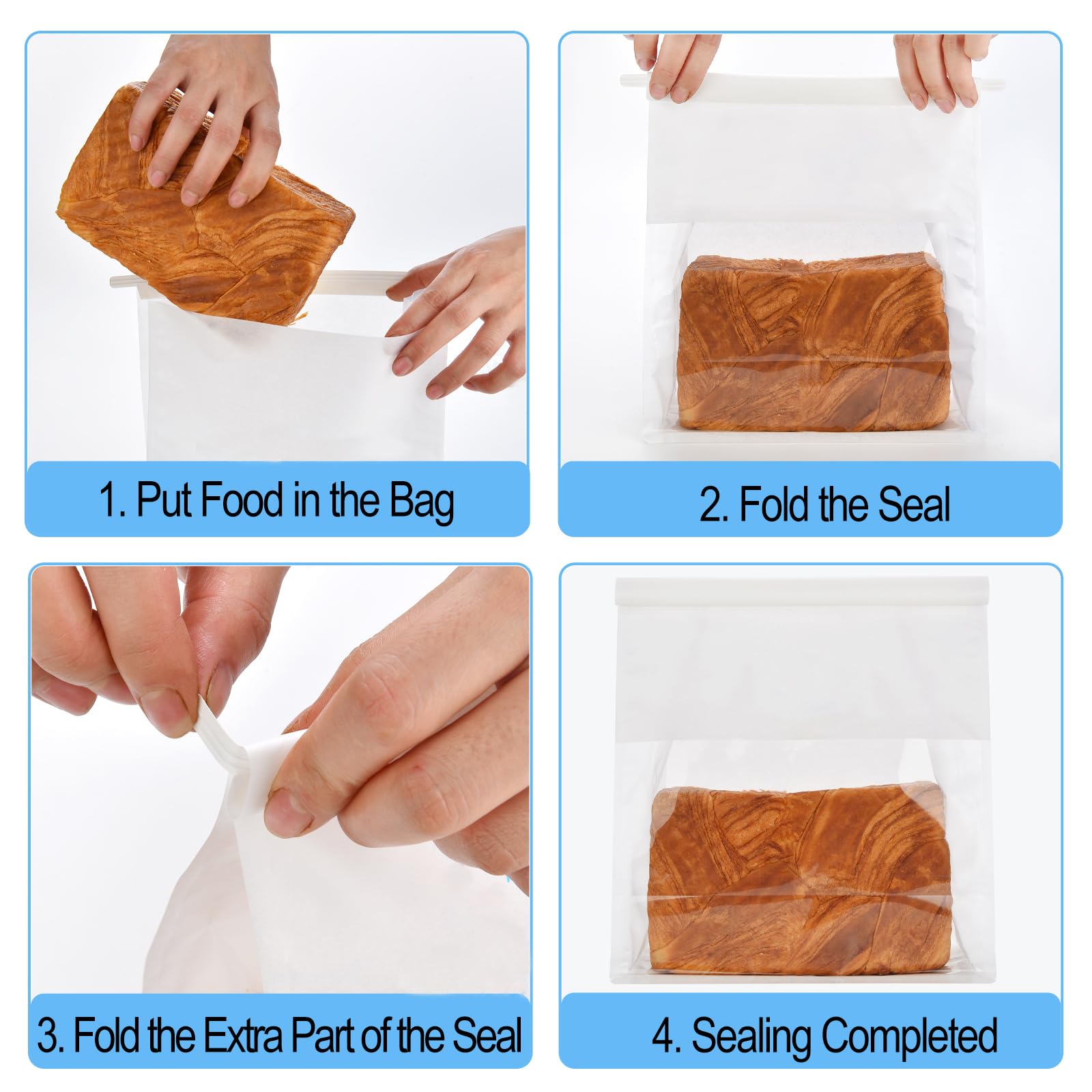 Funcoo 50 Pcs White Paper Bread Bags with Window - 11