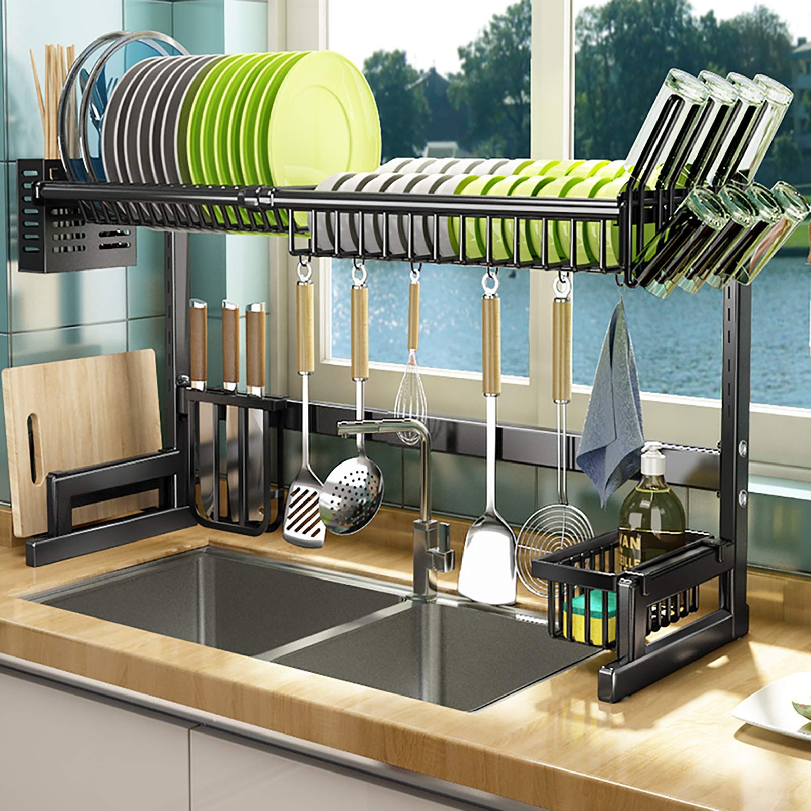 Adjustable Stainless Steel Over Sink Dish Drying Rack (23.2