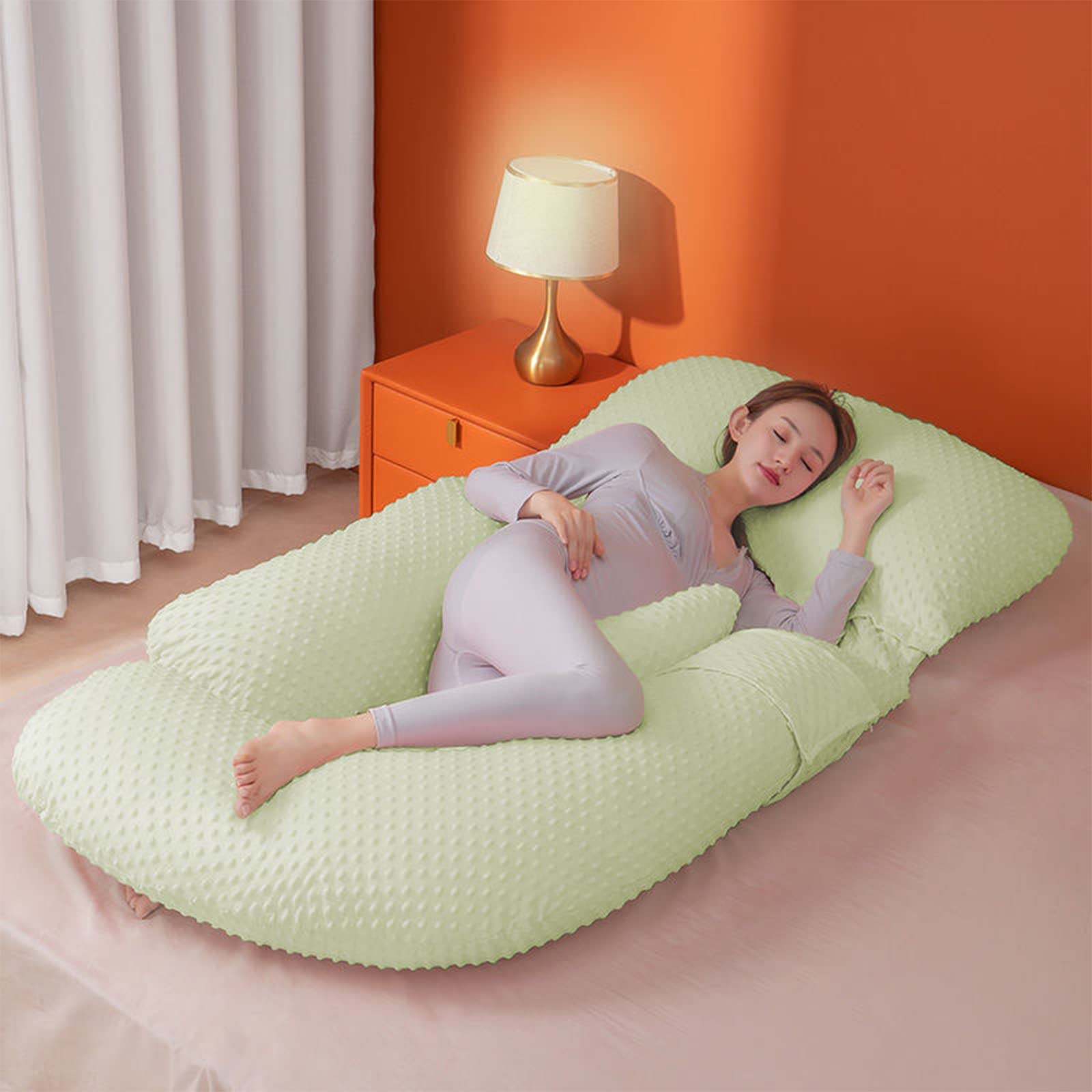WSKOHGY J-Shaped Pregnancy Pillow - Full Body Maternity Support Pillow for Side Sleepers, Back Pain, Hips & Legs Relief - Comfortable Nursing Pillow for Pregnant Women - Perfect for Sleeping, Breastfeeding & Relaxation