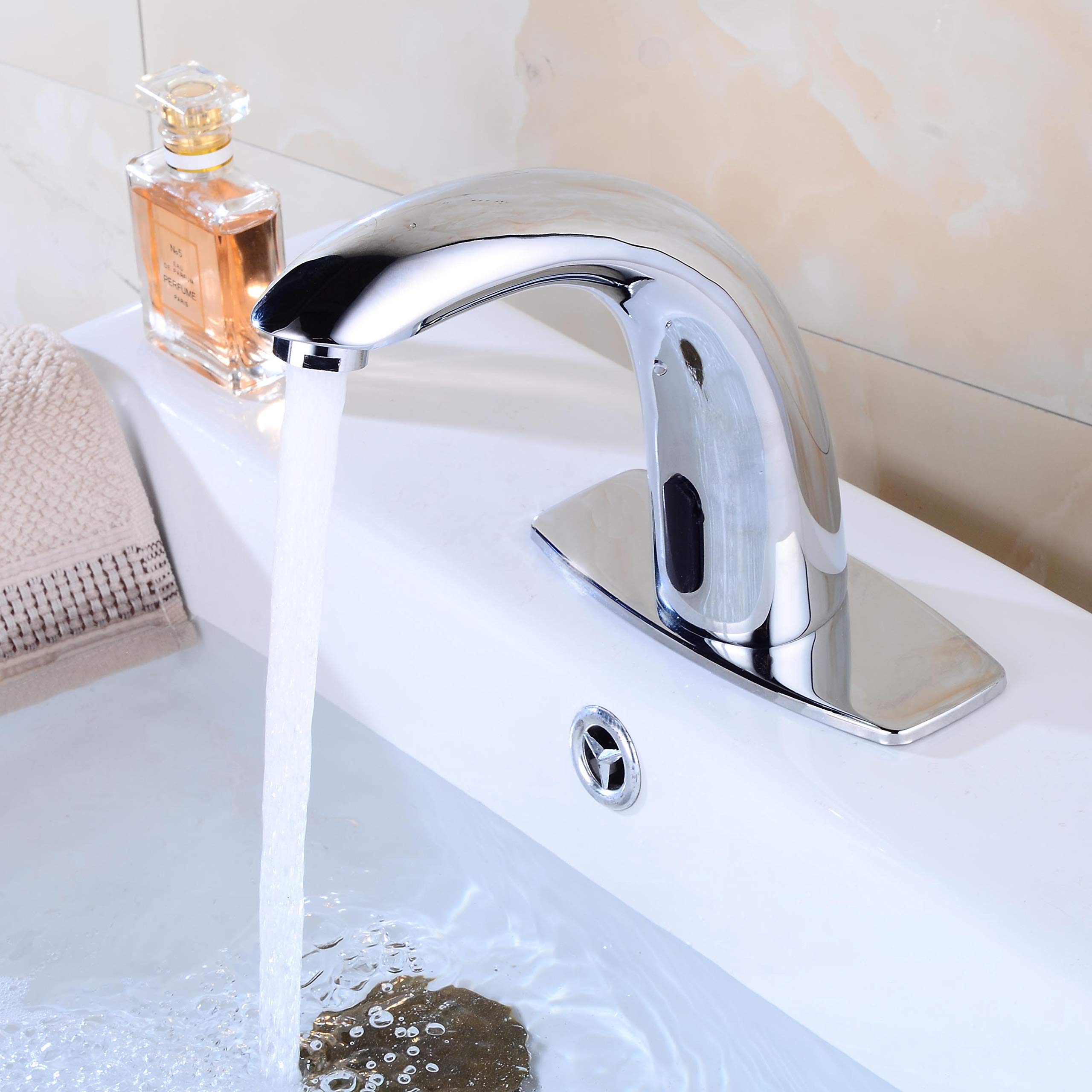 HHOOMMEE Automatic Sensor Faucet for Bathroom Basin - Touchless Motion Sensor Tap with Water Mixer Valve & Control Box (0103C) - Ideal for Home, Restaurant, and Public Restroom Hygiene