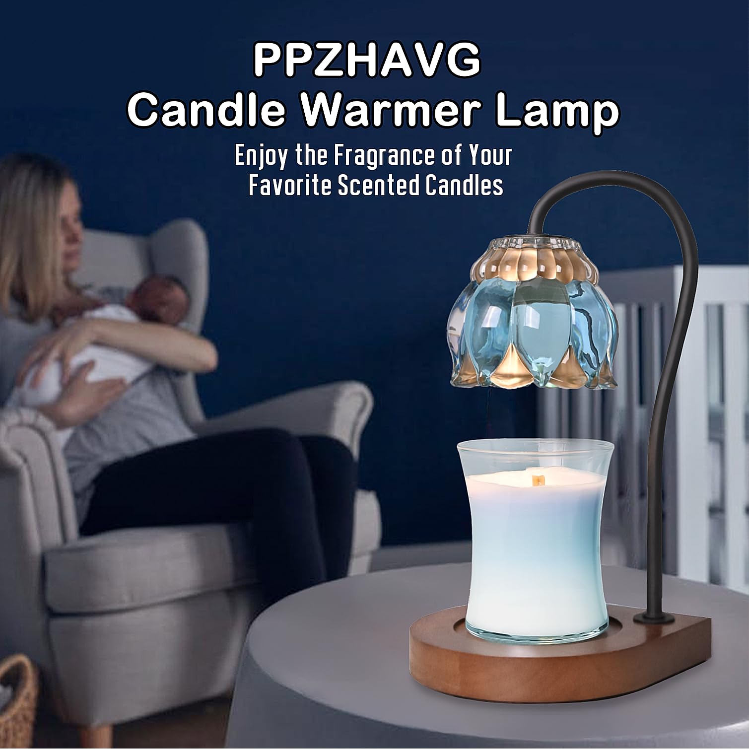 Electric Candle Warmer Lamp with Timer - Dimmable Jar Candle Melter for Home Decor, Compatible with All Jar Candles, Perfect Gift for Women & Mom (Sky Blue) - Create Cozy Ambiance for Bedroom, Living Room & Relaxation