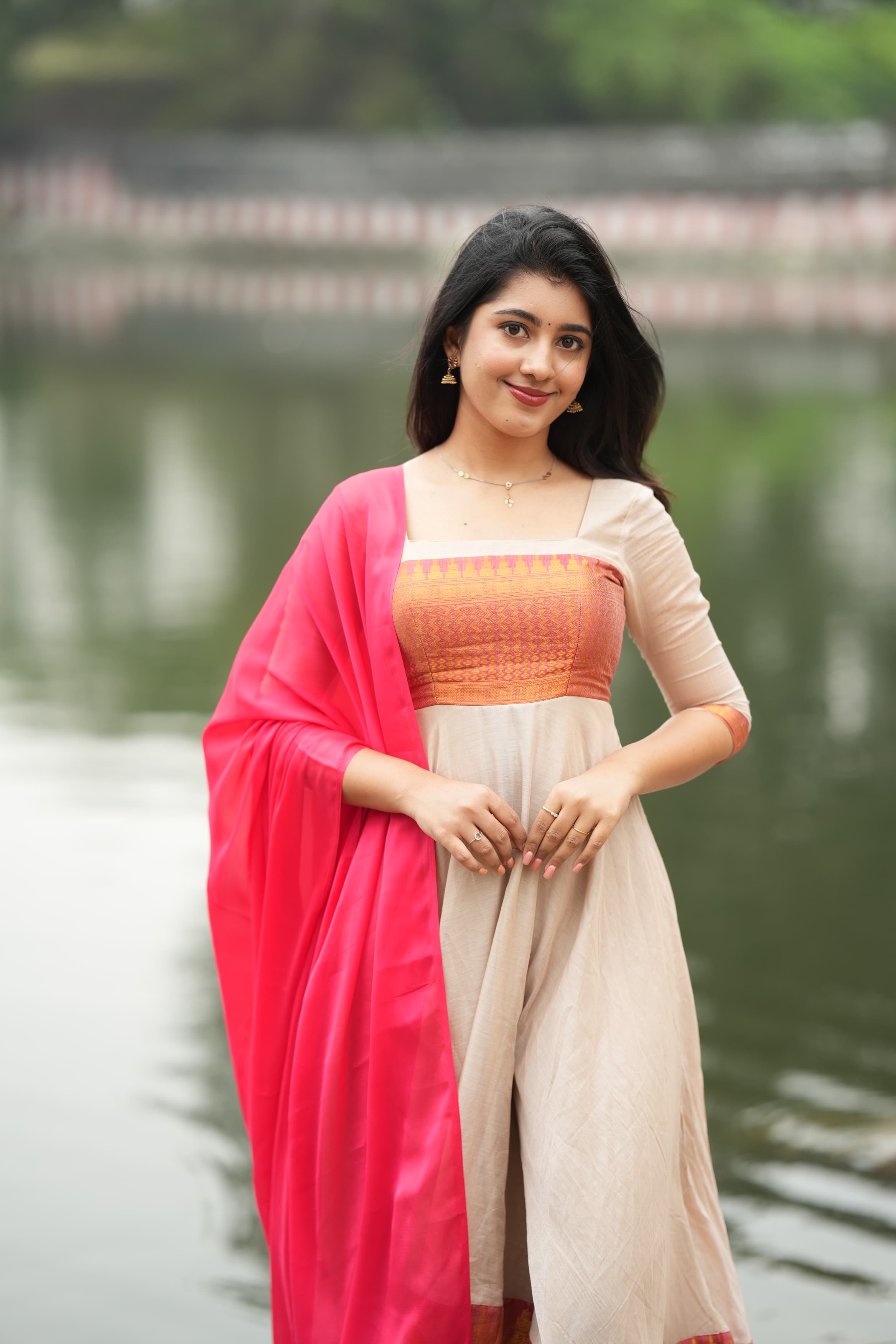 DD648 Parvathy Pure Cotton Anarkali Dress for Women - Traditional Indian Long Kurti with Embroidery - Perfect for Festivals, Weddings & Special Occasions