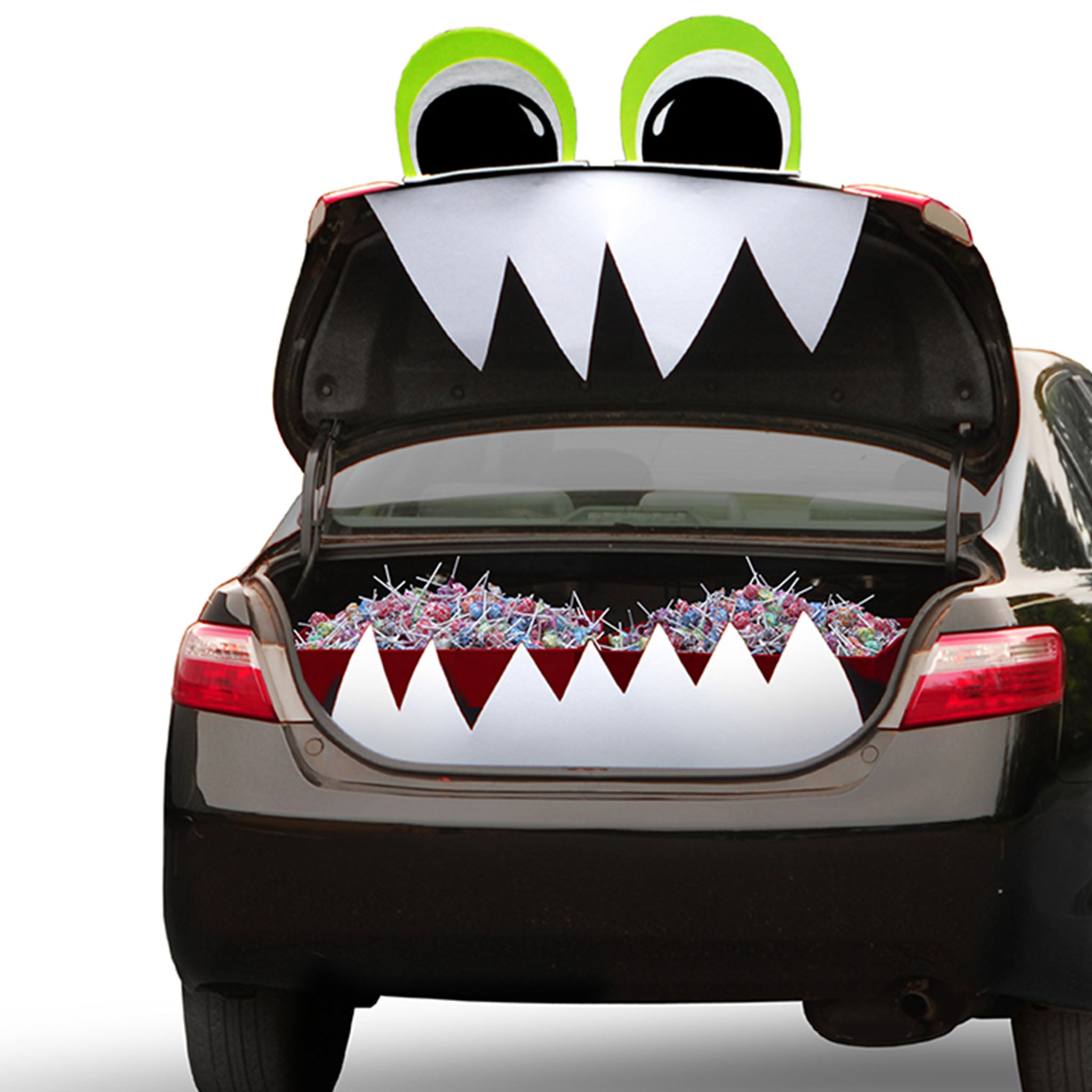 4 Piece Bright Eyes Halloween TRICKY TRUNKS Car Decoration Kit - Spooky Car Accessories for Halloween Party, Trick or Treat, Haunted House Decor - Perfect for Car Windows, Bumpers & Halloween Night Drive