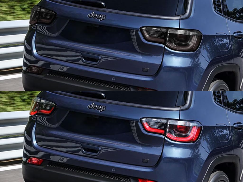 Blackout Smoke Tail Light Protection Film Kit - Pre-Cut Tint Cover for Jeep Compass (2017-2021) | UV Resistant Vinyl with Adhesive Backing | Easy DIY Installation for Off-Road & Night Driving Protection