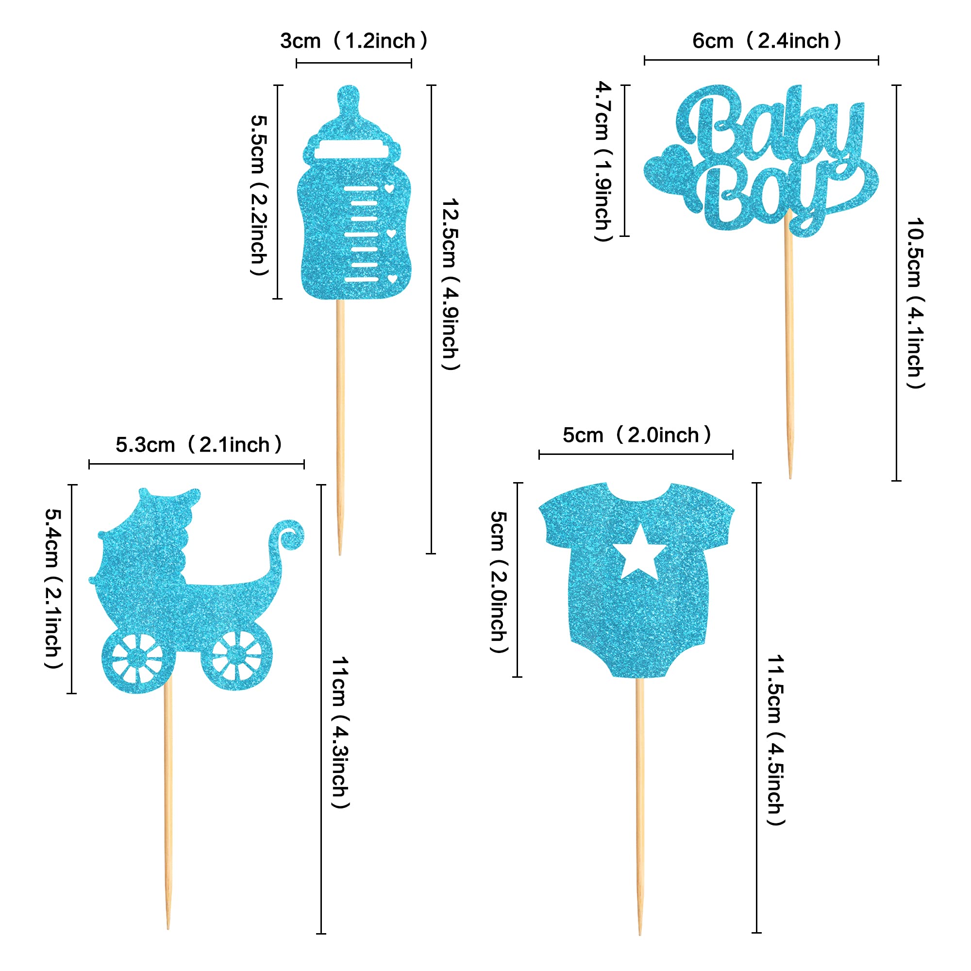 36 Pack Baby Shower Cupcake Toppers for Boys - Adorable Baby Shower Cake Decorations, Birthday Party Cupcake Picks - Perfect for Baby Showers, Gender Reveals & 1st Birthday Celebrations