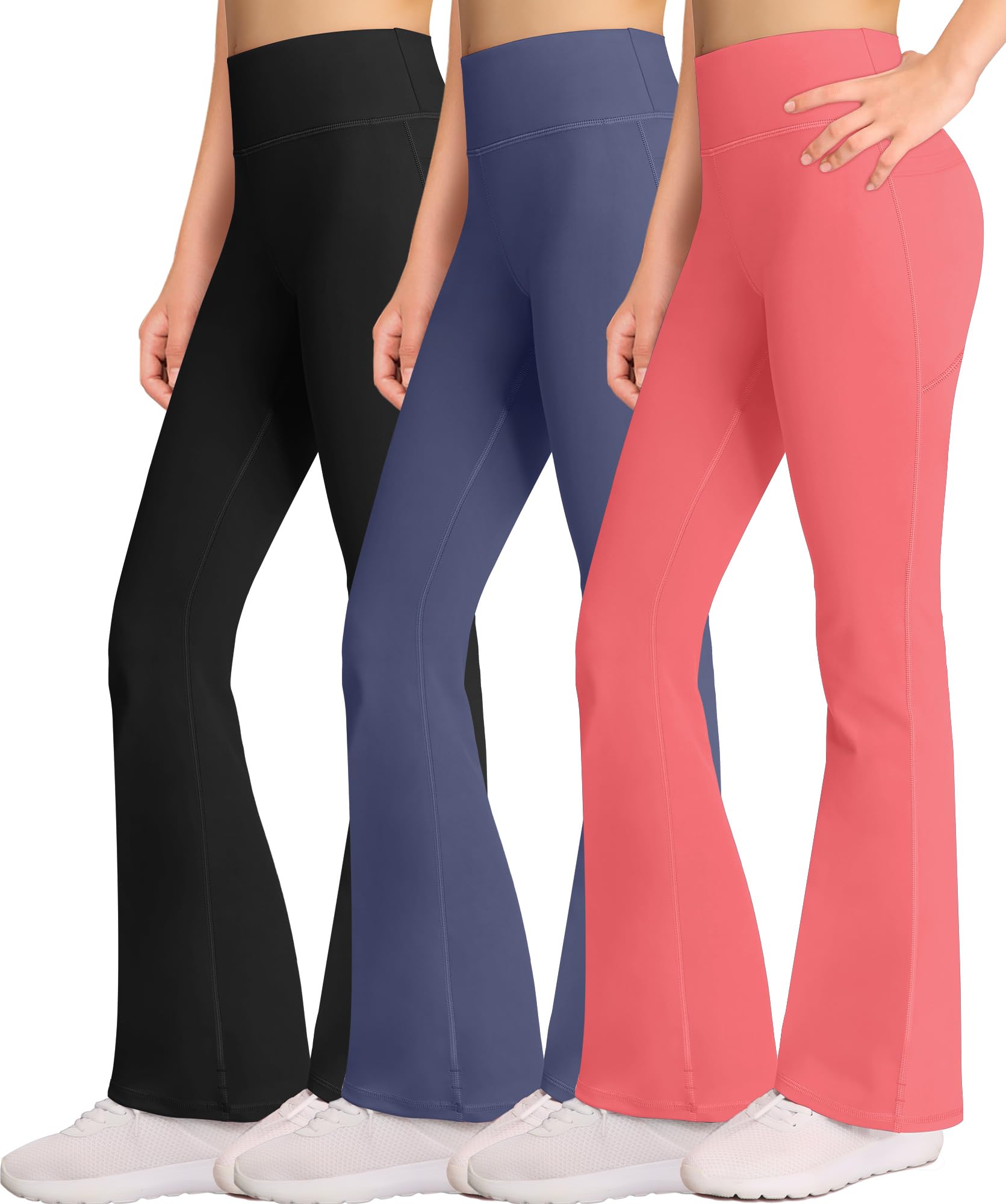 AENLLEY Girls Bootcut Yoga Pants with Pockets - High Waisted Stretchy Flare Leggings for Teens & Kids | Comfortable Workout, Dance, School & Casual Wear