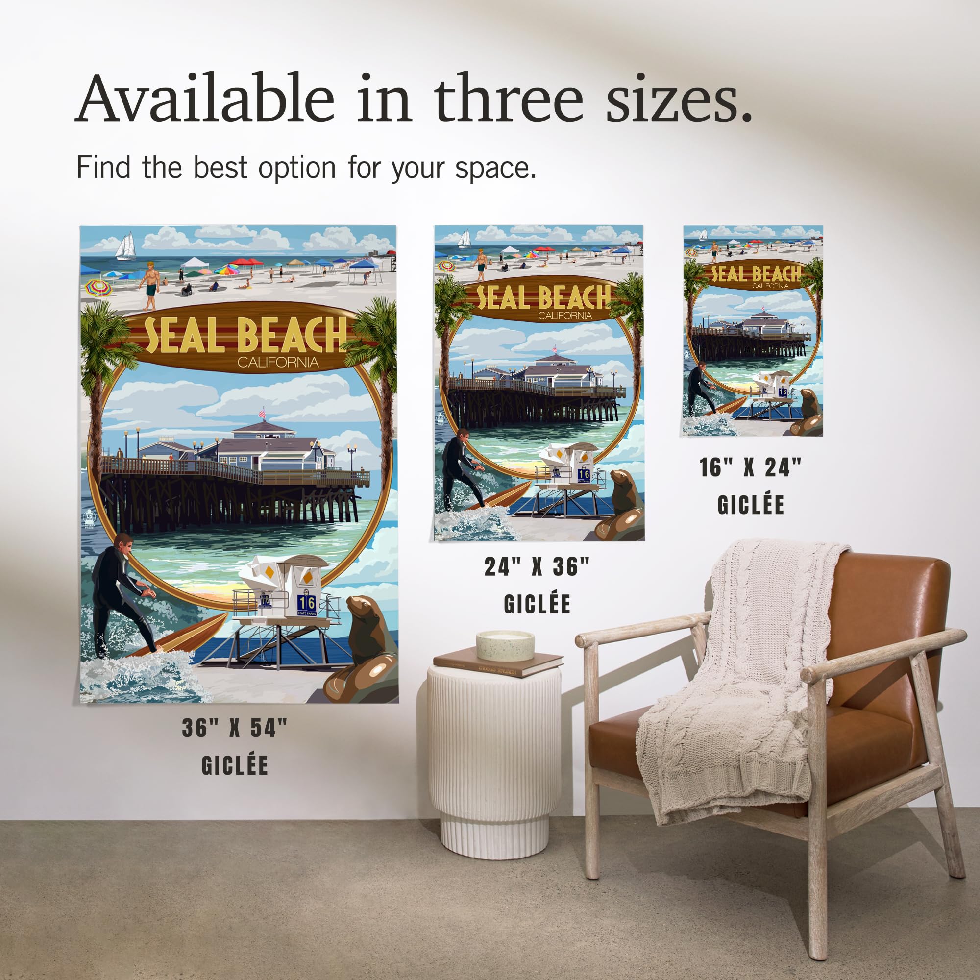 Lantern Press 16x24 Inch Giclee Art Print - Seal Beach California Coastal Scenes Wall Decor | Perfect for Living Room, Bedroom & Office Wall Art