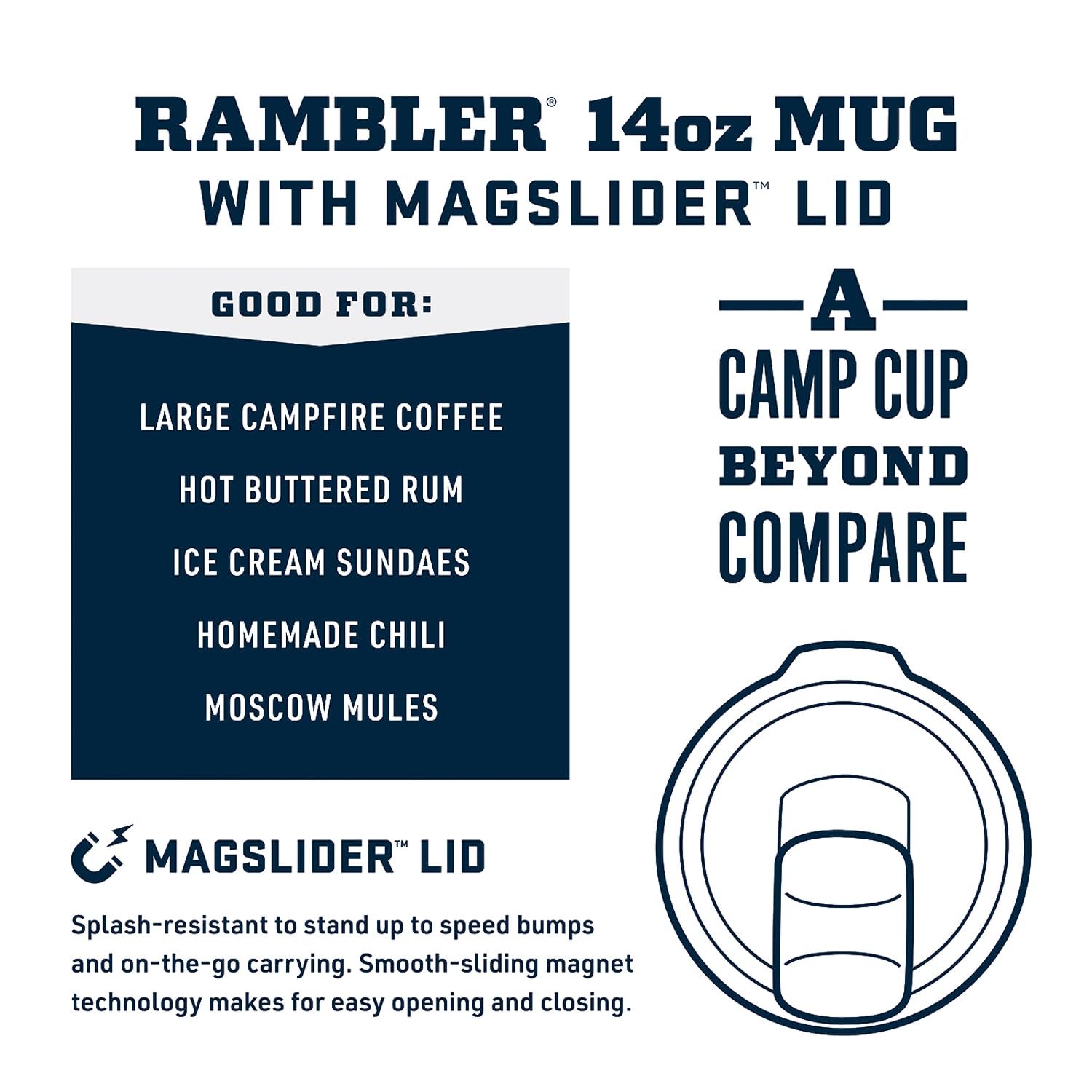 YETI Rambler 14 oz Stackable Mug - Vacuum Insulated Stainless Steel Travel Cup with MagSlider Lid - Perfect for Coffee, Tea & Camping Outdoor Adventures