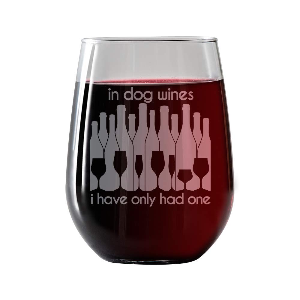 Stemless Wine Glass 17oz for Red & White Wine - Dog Lover's Gift with Free Wine Pairing Card | Perfect for Travel, Home Entertaining & Pet-Themed Parties