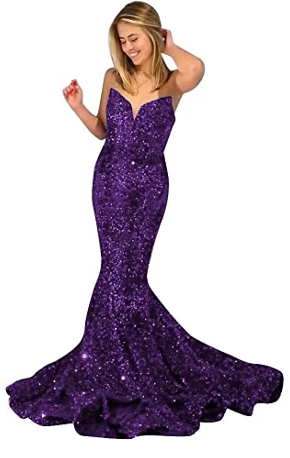 Sparkling Meicuhap Women's Sequin Prom Dress - Strapless Mermaid Evening Gown for Formal Events, Homecoming, Pageants & Special Occasions