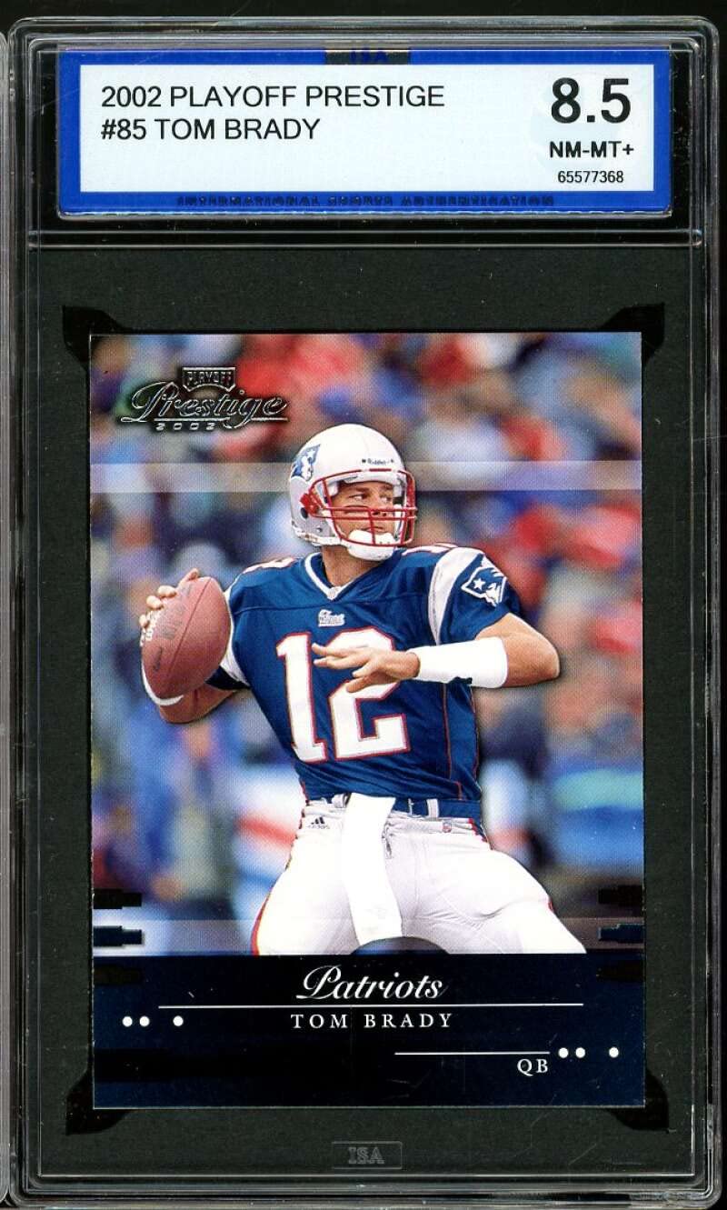 2002 Playoff Prestige #85 Tom Brady Rookie Card - PSA 8.5 NM-MT+ Graded - Rare Football Collectible for Sports Memorabilia Enthusiasts & Investment Collectors