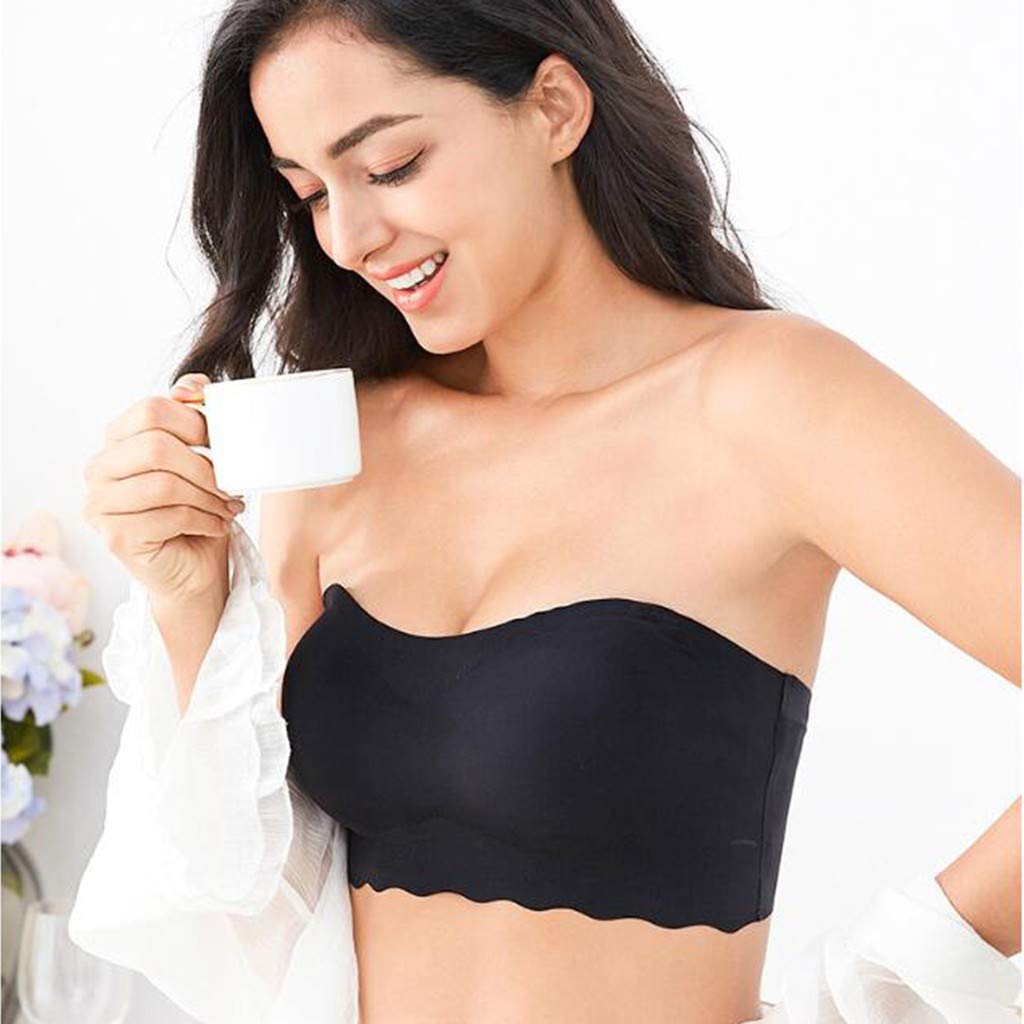 Strapless Ice Silk Bras for Women - Seamless Wrap Bra Tube Top with Removable Straps | Comfortable & Supportive for Everyday Wear, Yoga, and Special Occasions