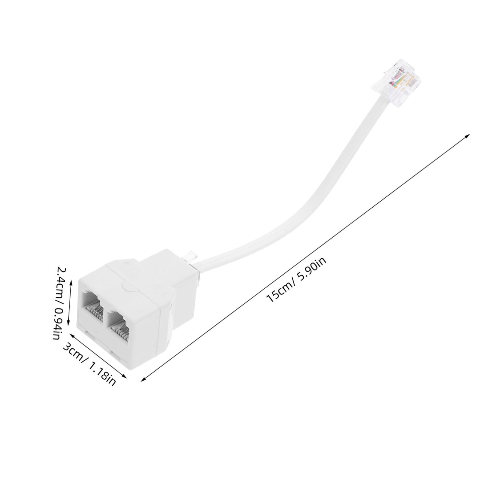 NUOBESTY 4-Way Phone Jack Splitter Adapter - Connect 2 Separate Phone Lines from 1 Jack - White Office Telephone Accessory for Multi-Line Business Communications