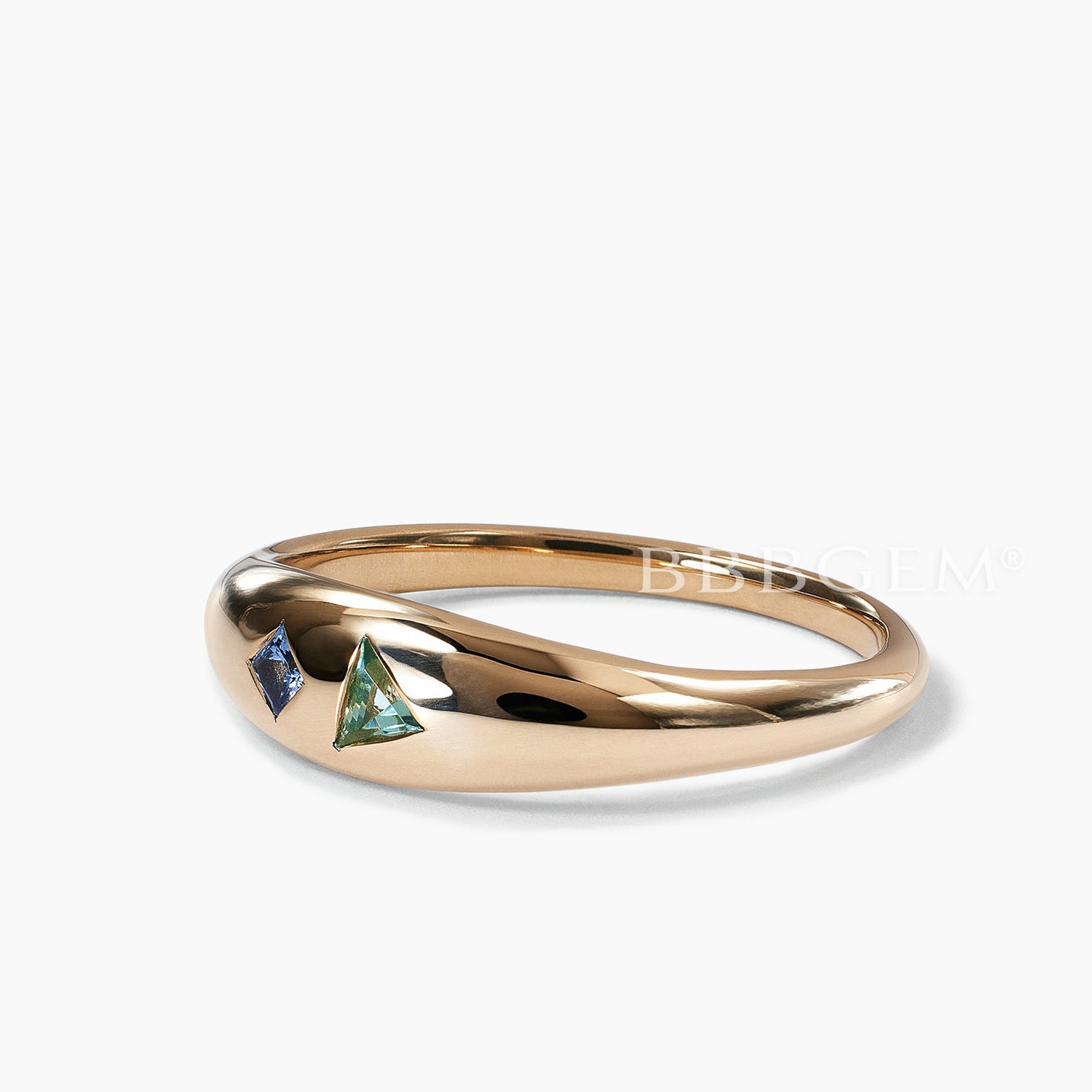 14K Rose Gold Flush Set Alexandrite Emerald Dome Wedding Ring – Elegant Bridal Jewelry for Engagement & Anniversary Gifts