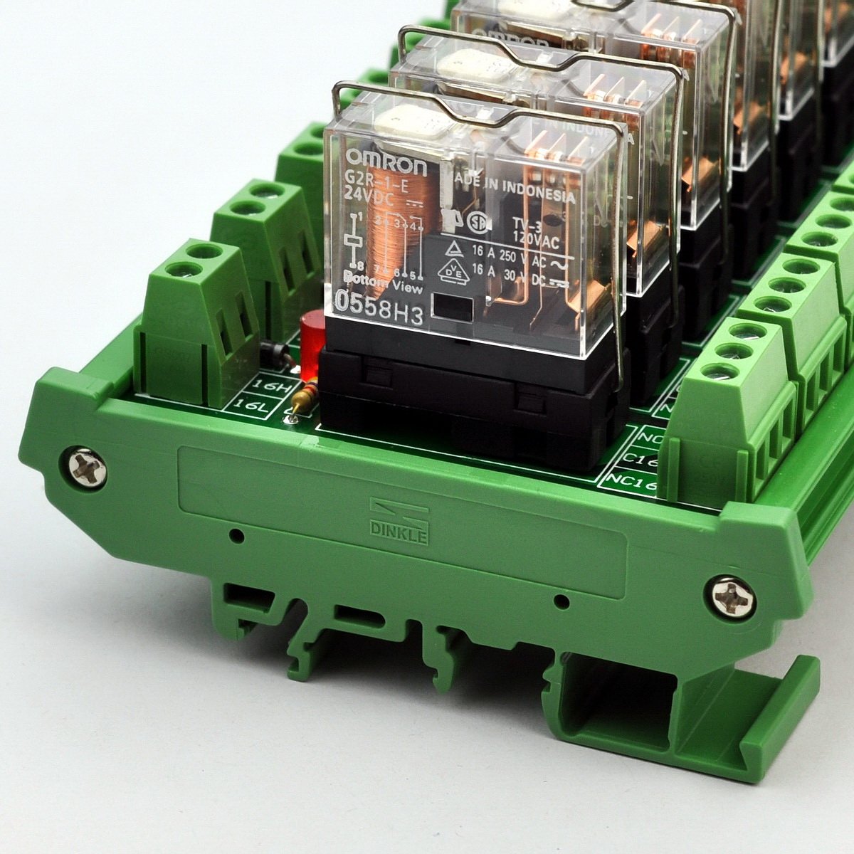 DIN Rail Mount 24V AC/DC 16 SPDT 16A Pluggable Power Relay Module - G2R-1-E for Industrial Automation & Control Systems | Perfect for HVAC, PLC Panels & Electrical Equipment