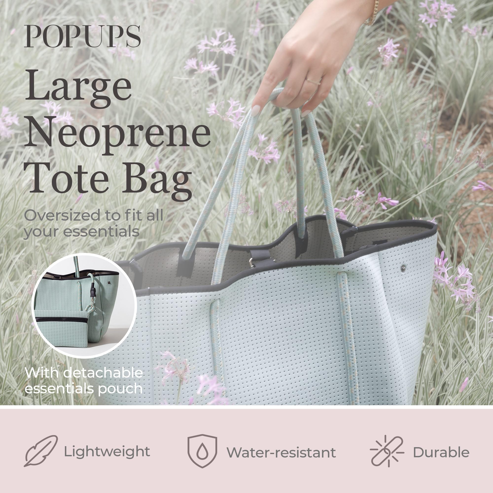 Stylish Large Neoprene Tote Bag for Women - Water-Resistant Designer Handbag with Multiple Pockets & Zipper Pouch - Perfect for Work, Travel, Beach & Everyday Use