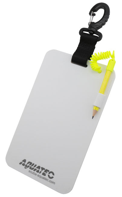 Aquatec Compact Dive Slate with Pencil - Underwater Writing Board for Scuba Diving, Fits Most BCD Pockets - Perfect for Dive Training, Underwater Communication & Note Taking