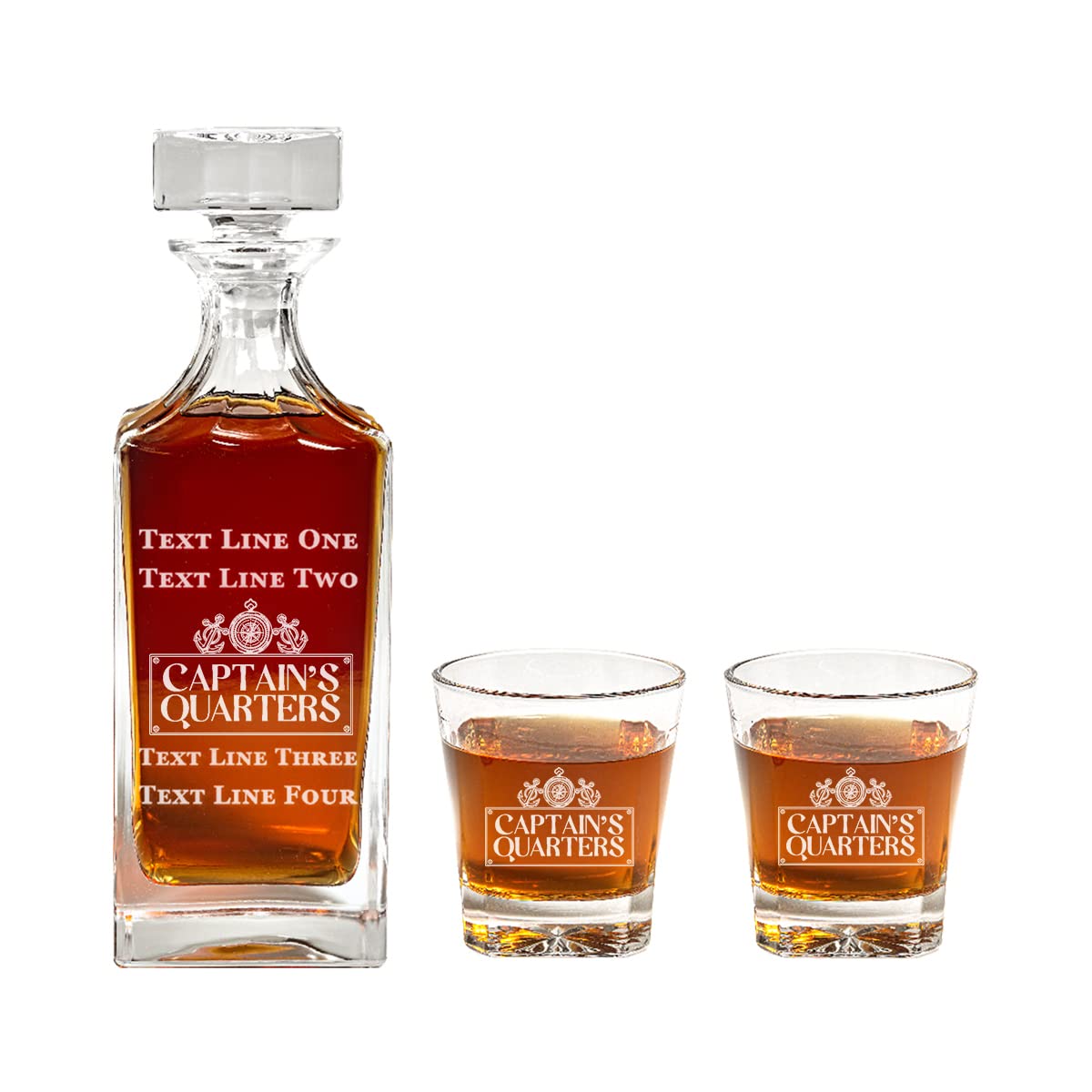 900ml Engraved Boat Captain Decanter Set - Nautical Retirement & Promotion Gift for Men & Women - Perfect for Whiskey, Bourbon & Wine Lovers - Ideal for Home Bars, Yacht Parties & Special Occasions