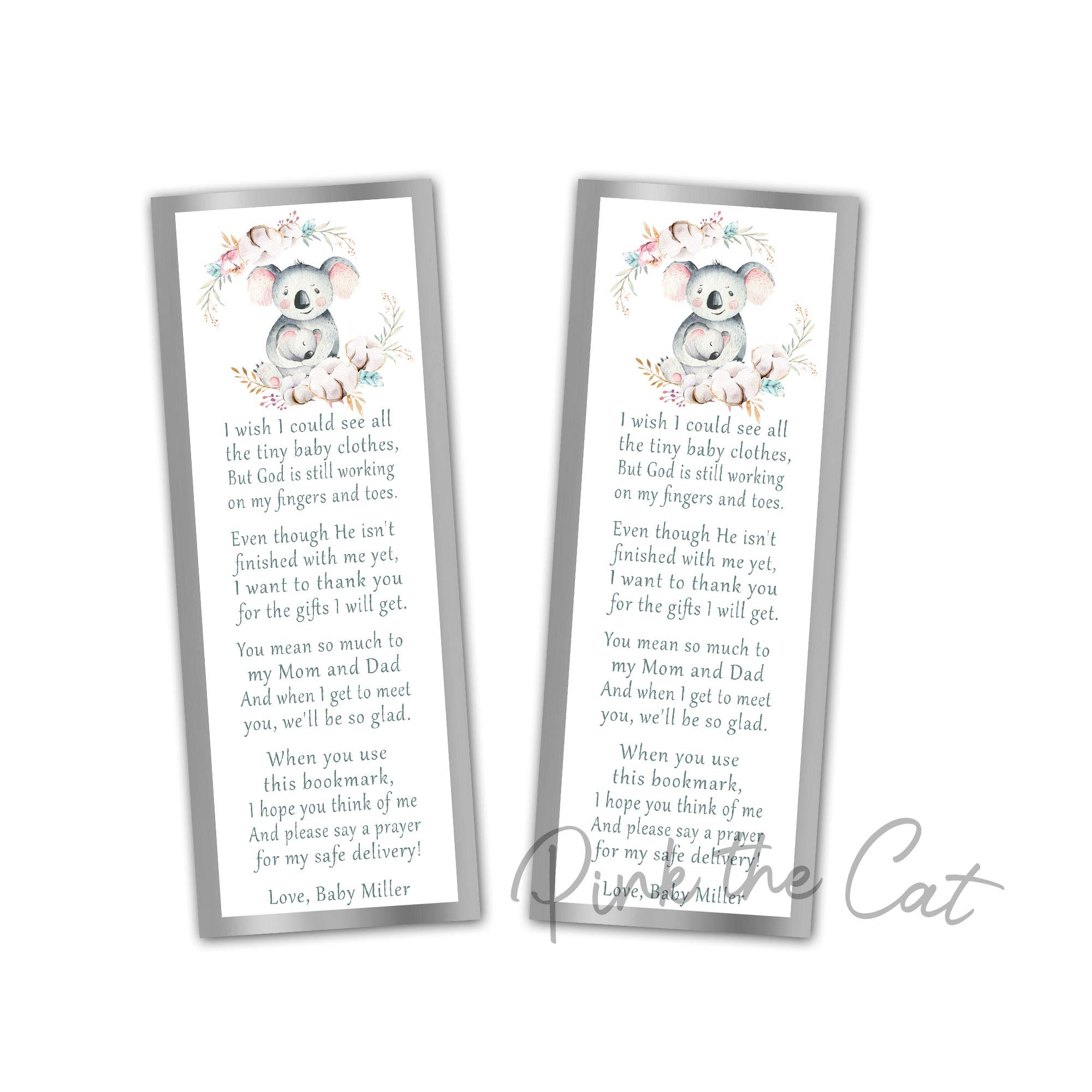 Personalized Koala Baby Shower Bookmarks - Gender Neutral, Yellow, 2.5x7.5 Inch - 30 Pack for Baby Shower Favors, Gifts, and Book Lovers - Perfect for Baby Showers, New Parents, and Reading Enthusiasts