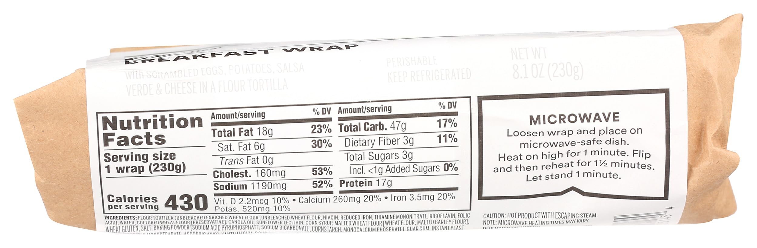 Whole Foods Market Egg & Cheese Breakfast Wrap - 8.1 oz Frozen Breakfast Burrito | Quick & Healthy Morning Meal for On-the-Go Lifestyles