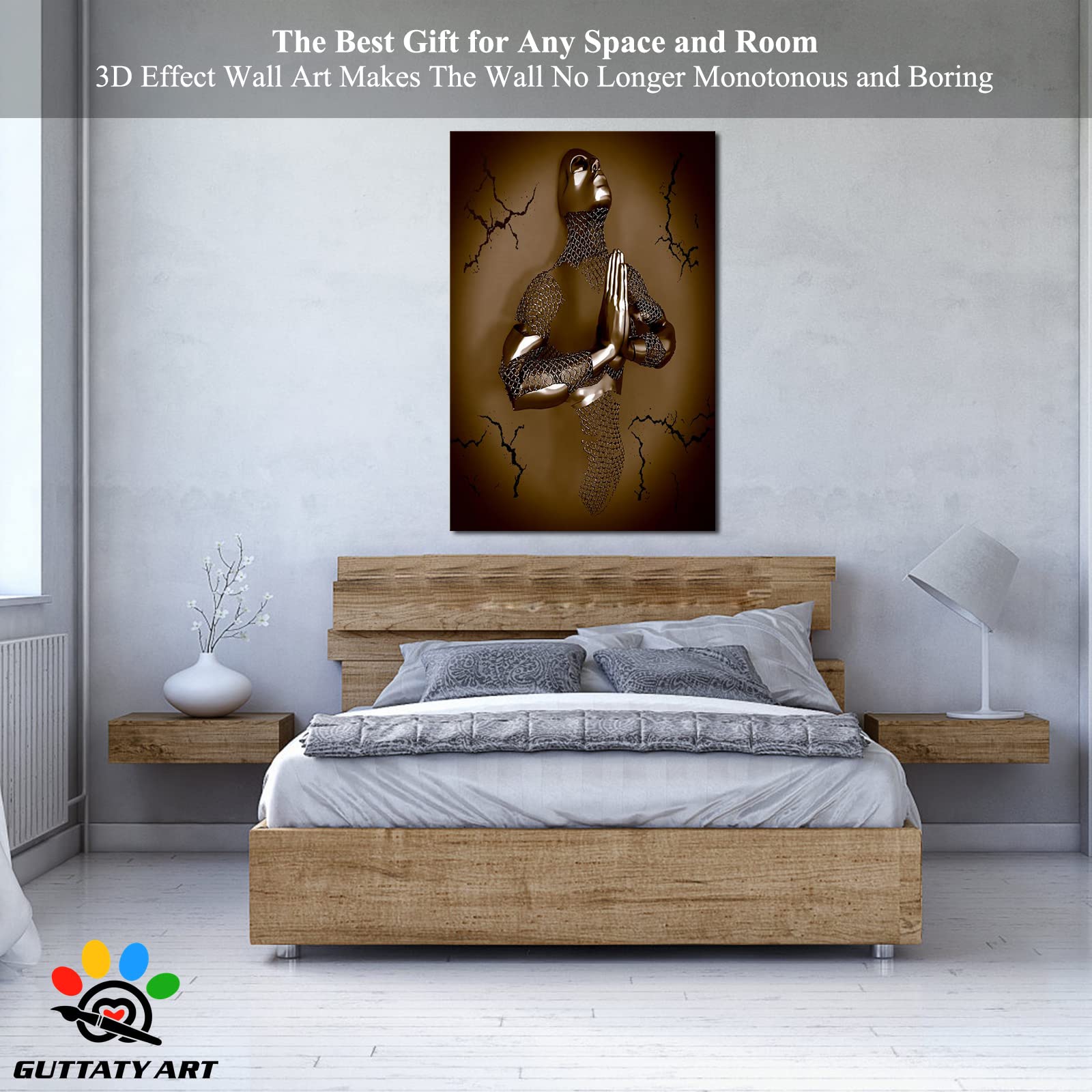 3D Metal Effect Love Heart Gray Canvas Wall Art - 32x48 Inches, Brown Yoga Pose Wall Decor for Living Room & Bedroom, Valentine's Day Gift for Couples | Perfect for Home Decor, Meditation Spaces & Romantic Gifts