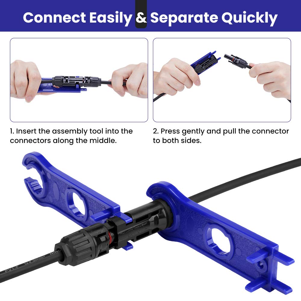 BougeRV Solar Connector Tool Kit - 1 Pair Solar Panel Wrenches & Spanners for PV Disconnect & Removal | Professional Solar Installation & Maintenance Tools for Home & RV Solar Systems