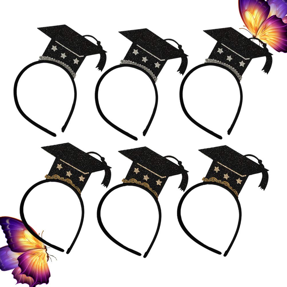 INOOMP 6-Piece Graduation Party Set - 2020 Grad Hair Bands, Cap Headbands & Photo Booth Props for Graduation Ceremony, Party Favors & European American Style Accessories - Perfect for Graduation Photos, Celebrations & School Events