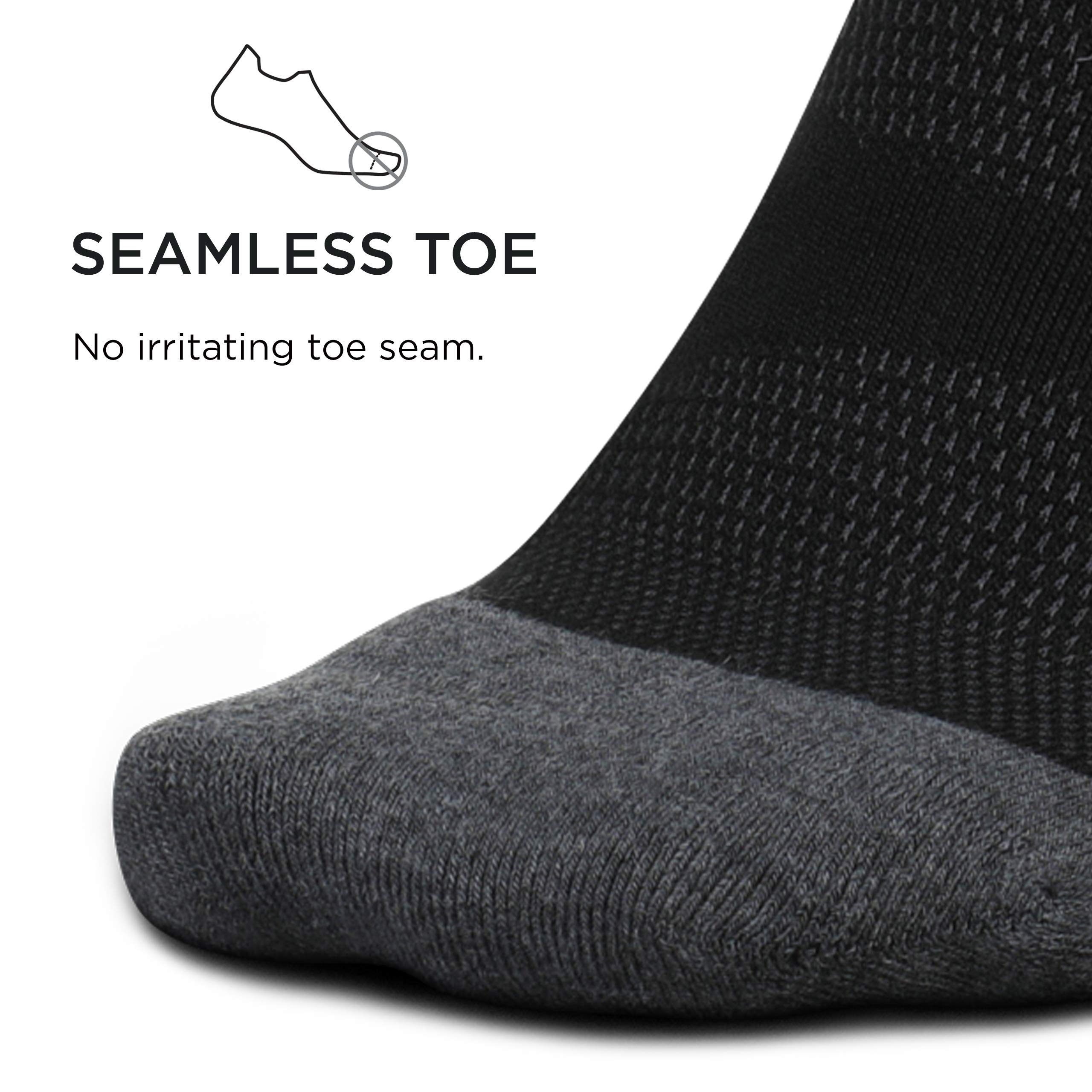 Feetures Elite Max Cushion No Show Tab Ankle Socks - High Performance Running & Athletic Socks with Targeted Compression - Breathable & Cushioned for Sports & Workouts - Black, Medium (6-Pack) - Perfect for Marathon Training, Gym Sessions & Everyday Wear