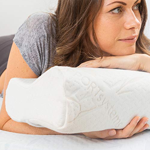 Cooling Memory Foam Neck Pillow for Side Sleepers - Ergonomic Contour Pillow for Neck & Shoulder Pain Relief, Spine Alignment - Hypoallergenic Cotton Cover (Perfect for Travel, Office & Home Use)