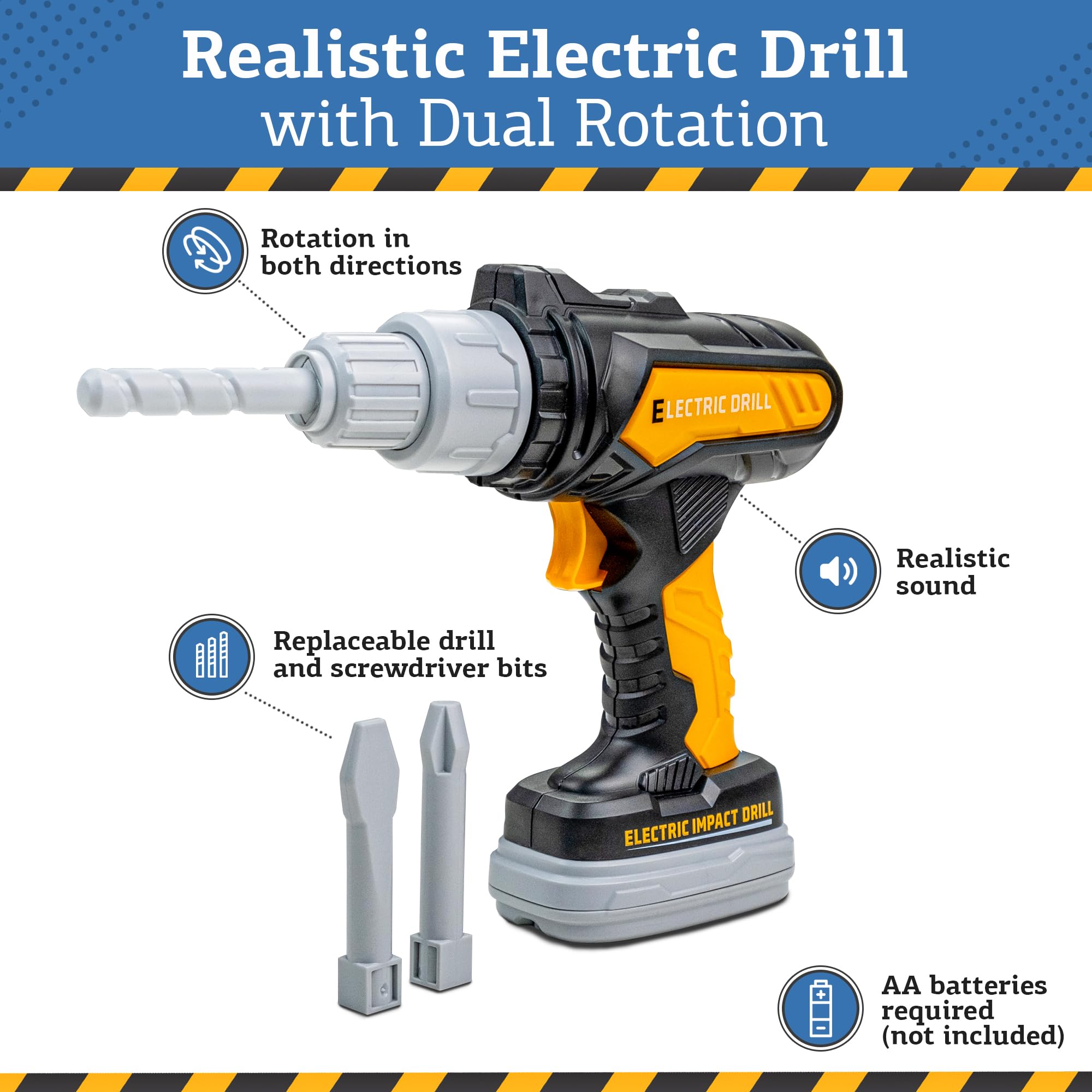 **Kids Tool Set with Electric Drill - 24-Piece Construction Toy Kit for Toddlers Ages 3-6 | Includes Screwdriver, Nuts & Bolts | STEM Learning & Pretend Play | Gift for Boys & Girls (Yellow Toolbox) - Perfect for DIY Play, Birthday Gifts & Preschool Learning Activities**