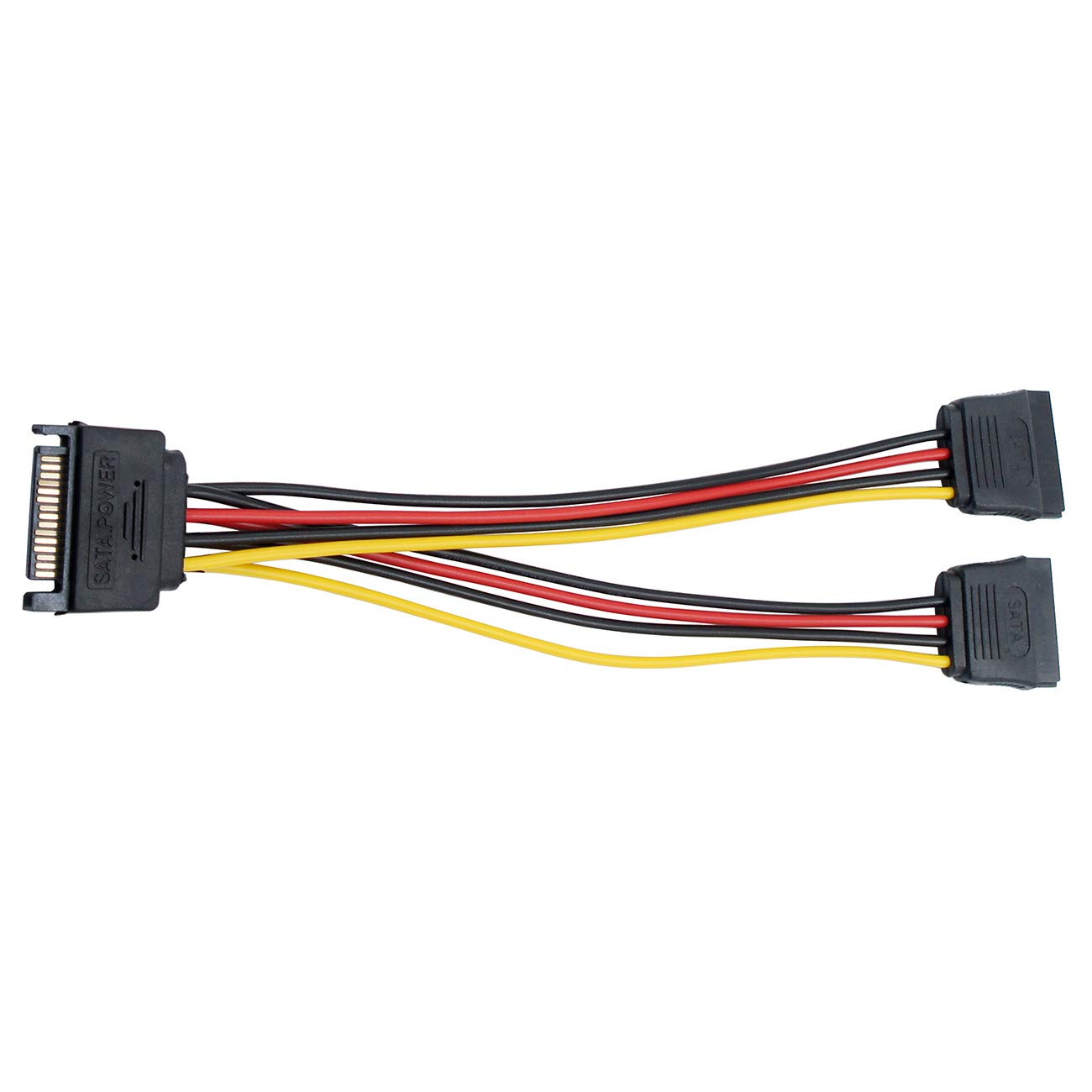 JacobsParts SATA Power Splitter Cable 15-Pin Male to Female Adapter - Dual SATA Power Connector for PC, HDD, SSD, DVD Drive - Perfect for Computer Upgrades & Custom Builds
