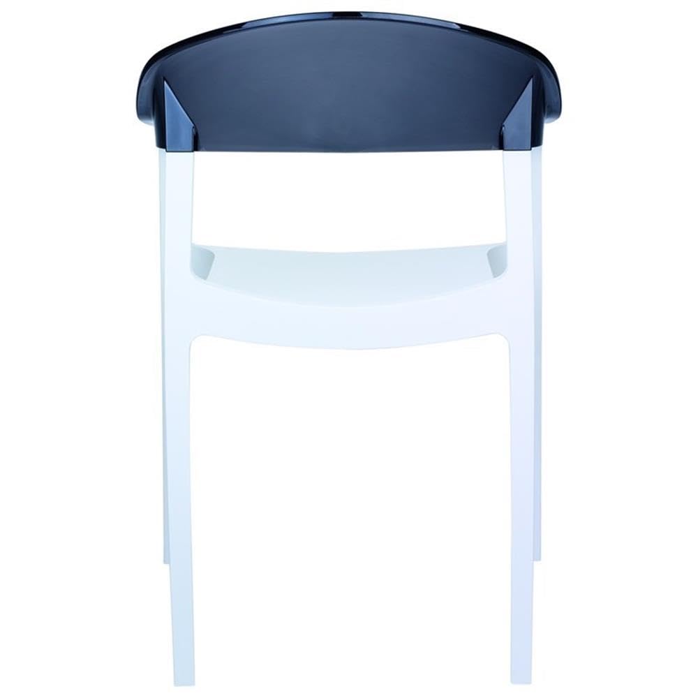 Carmen Patio Dining Chairs Set of 2 - Black Frame with White Cushion - Outdoor Garden Furniture for Patio, Deck, Poolside & Backyard Relaxation