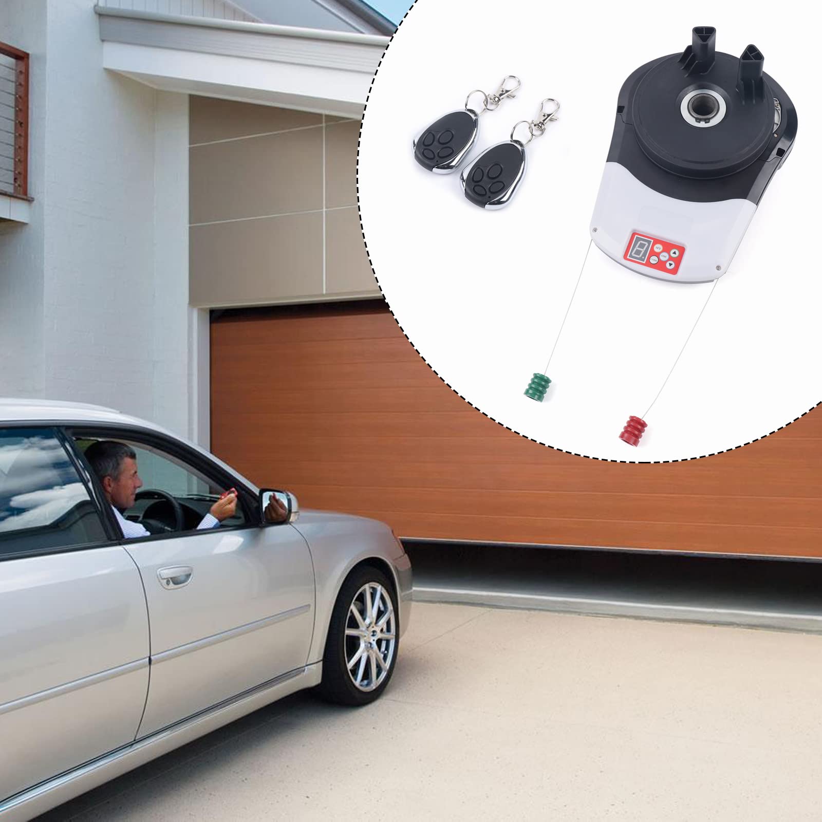 24V DC Automatic Garage Roller Door Opener Kit with Permanent Magnet Motor & 2 Remotes - 800N Lift Force, Ultra Quiet Rolling for Home & Commercial Use | Perfect for Driveway Security & Smart Home Automation