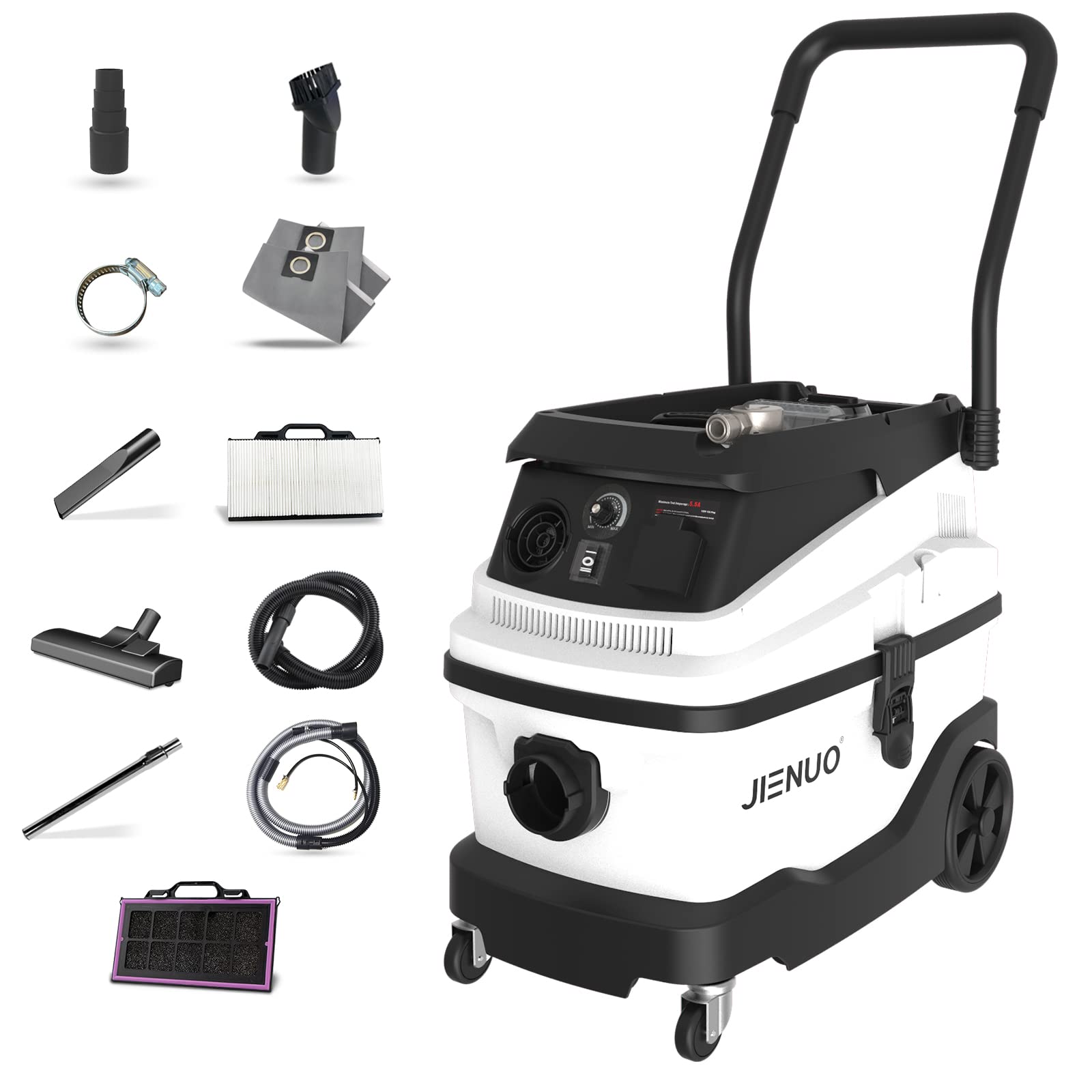 8 Gallon Wet/Dry HEPA Vacuum Cleaner with Semi-Auto Filter & Water Filtration - Powerful Dust Extractor for Construction Sites, Factory Shops, Home Workshops - Ideal for Woodworking, Renovation, and Heavy Duty Cleaning