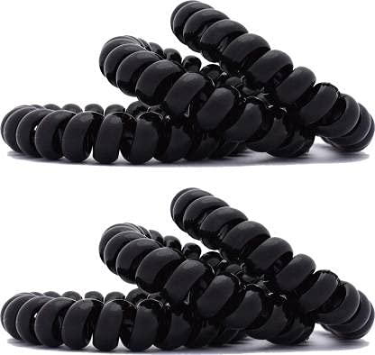 AARTISAI - 5 Pack Spiral Hair Ties for Women, Seamless Elastic No Crease Hair Coils, Phone Cord Hair Rings, Traceless Ponytail Holders - Black | Perfect for Gym, Work, Travel & Everyday Use
